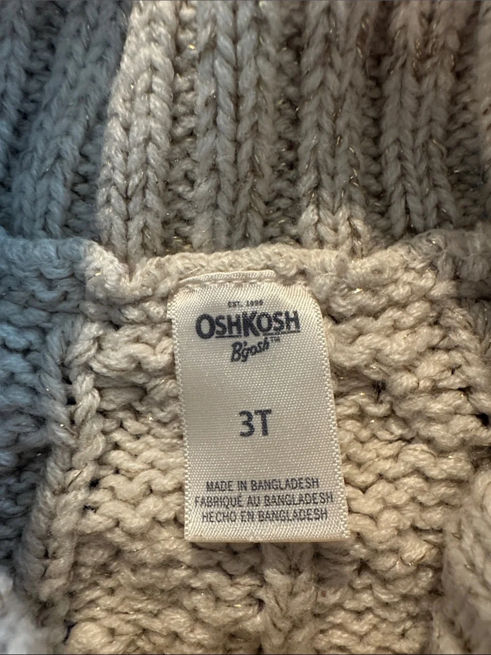 OshKosh B'gosh Cable Knit Turtleneck Poncho - Cream